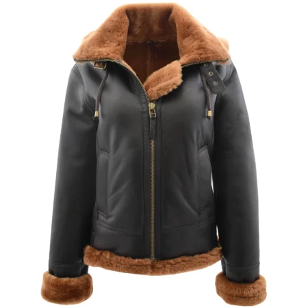 Womens Sheepskin B3 Detachable Hoodie Jacket