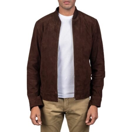 Blain Mocha Suede Bomber Jacket