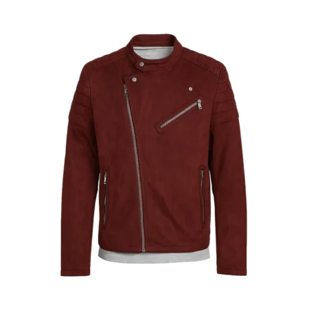 Burgundy Bolt Men's Leather Jacket.