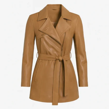 Elara Trench women's Leather Coat.