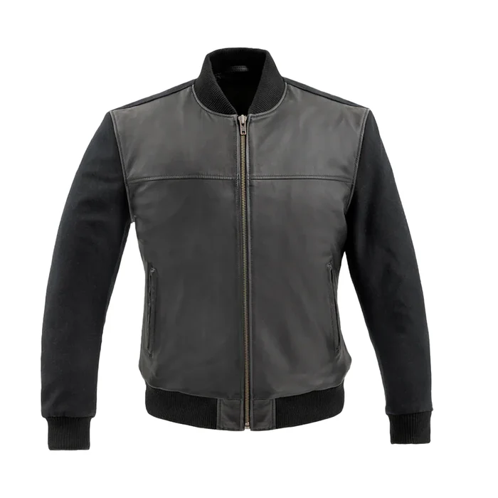 Troy Classic Men's Leather bomber Jacket - Image 5