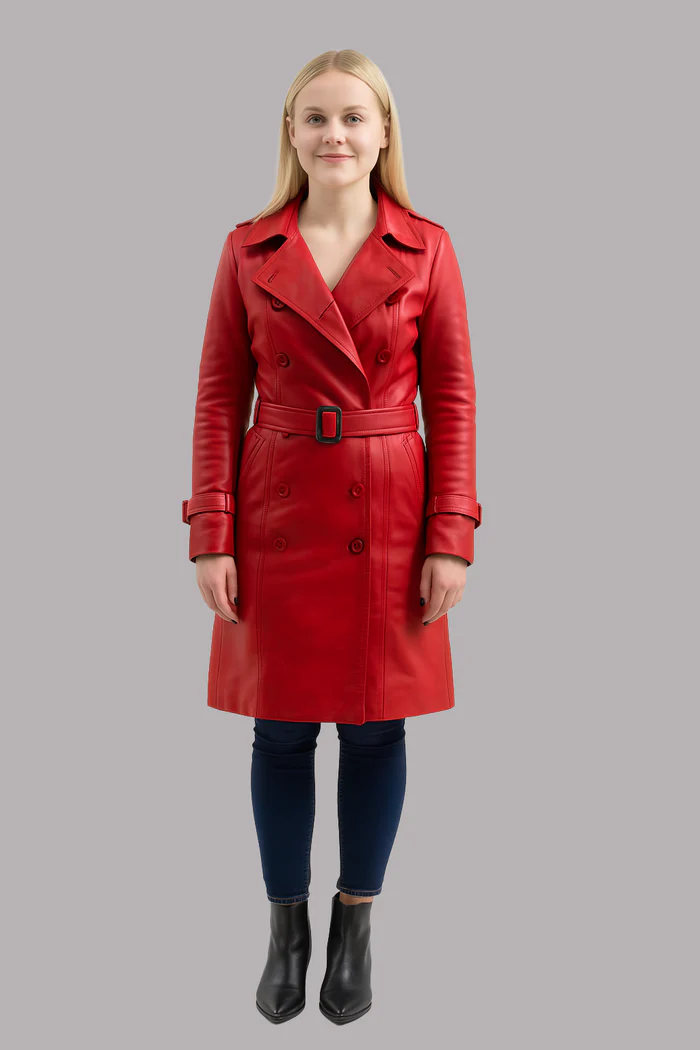 Olivia Women's Leather Trench Coat