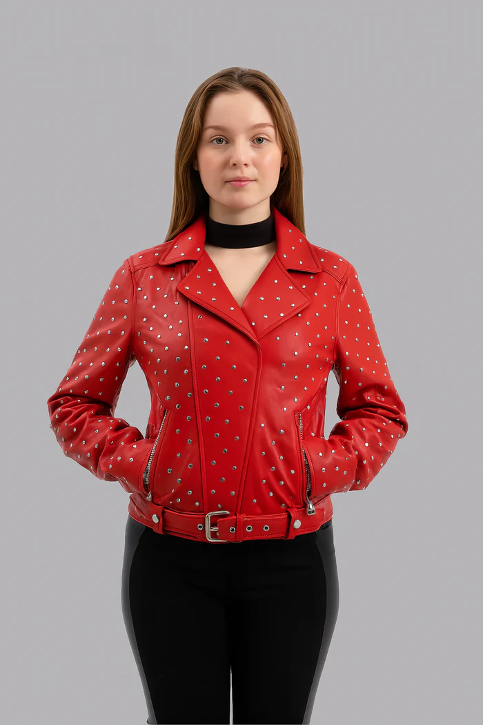 Claudia Women's Fashion Leather Jacket - Image 5