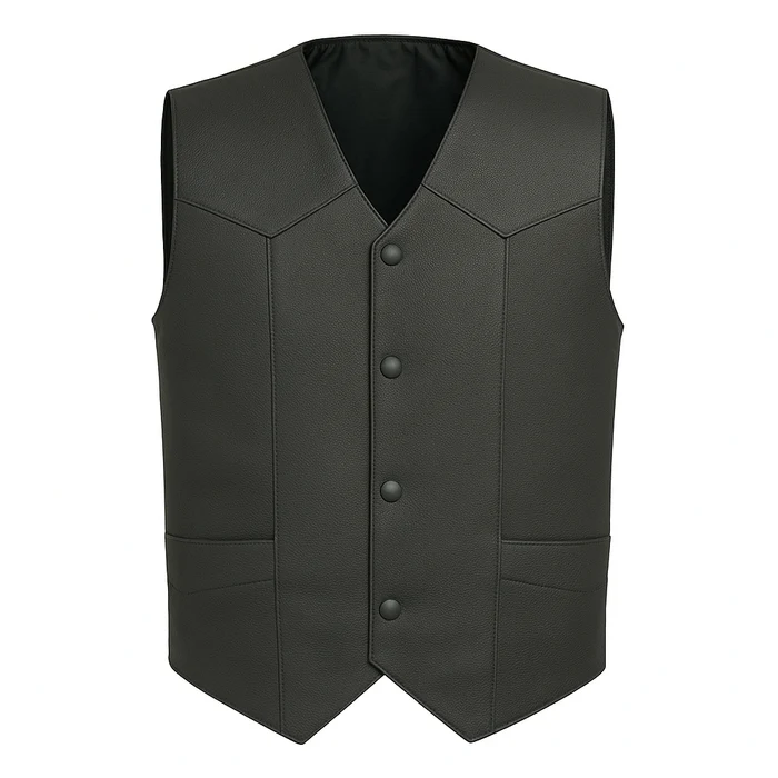 Deadeye Men's Motorcycle Leather Vest – Western Style