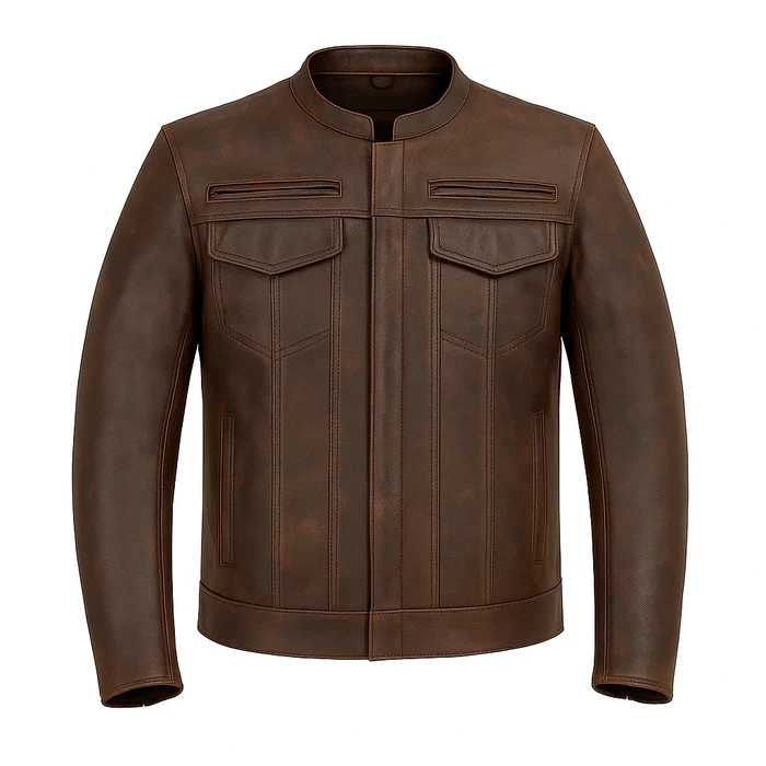 Stealth Commander Men's Motorcycle Leather Jacket - Image 11