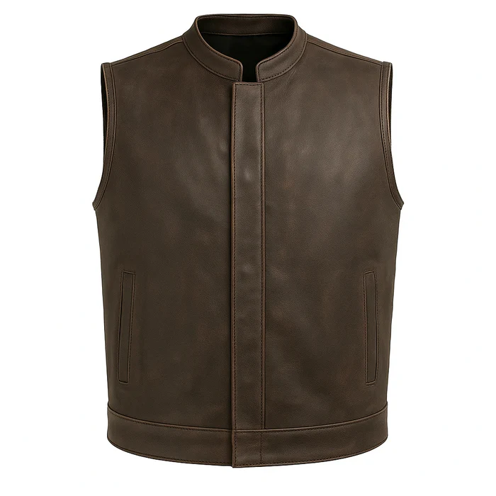 Darkhaven Men's Moto Club Leather Vest - Image 9
