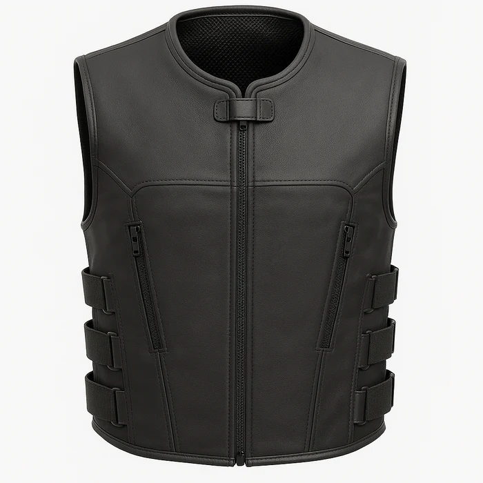 Warden's Creed - Men's Motorcycle Swat Style Leather Vest
