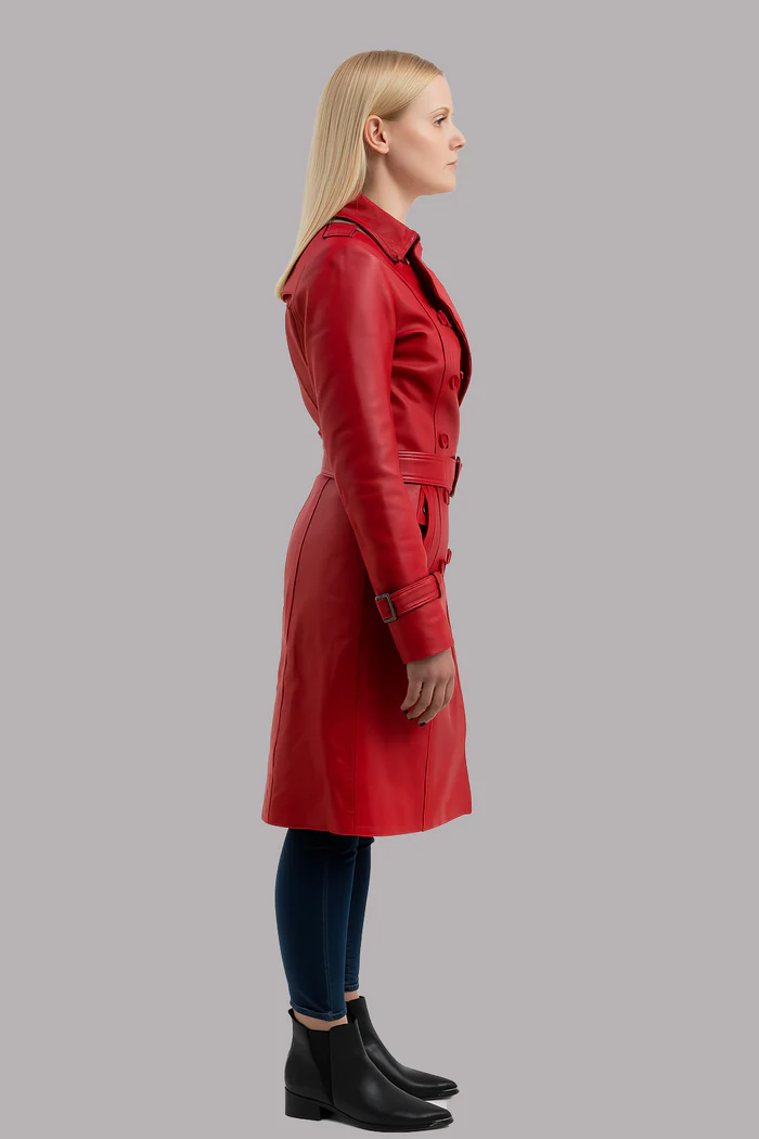 Olivia Women's Leather Trench Coat - Image 2