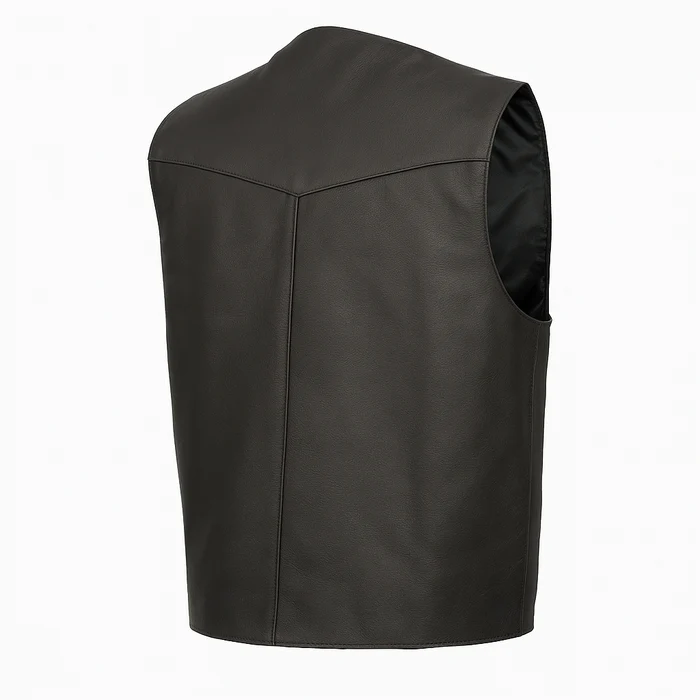 Deadeye Men's Motorcycle Leather Vest – Western Style - Image 2