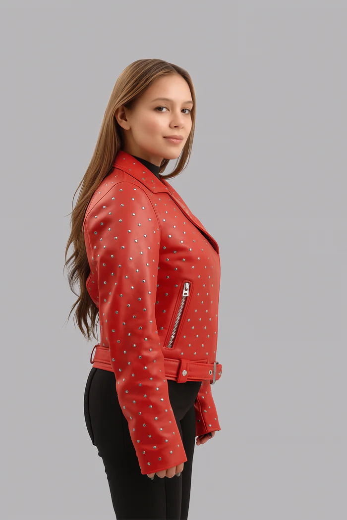 Claudia Women's Fashion Leather Jacket - Image 4