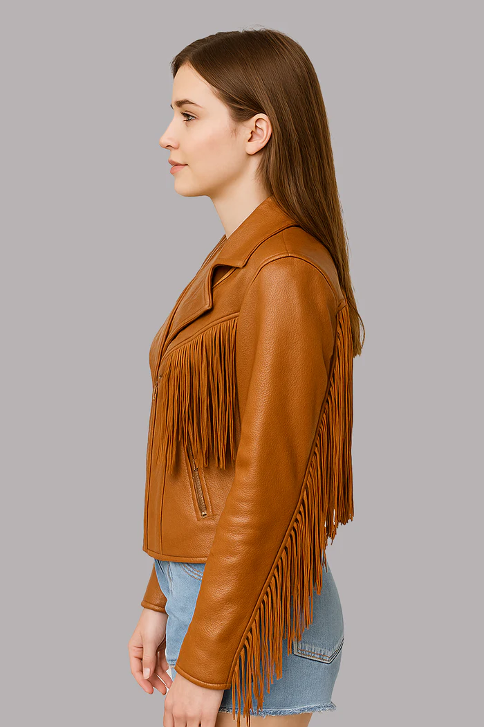 Liora Drift Women's Fashion Fringe Leather Jacket - Image 5