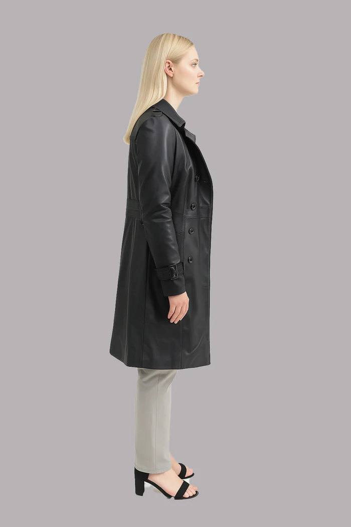 Olivia Women's Leather Trench Coat - Image 11