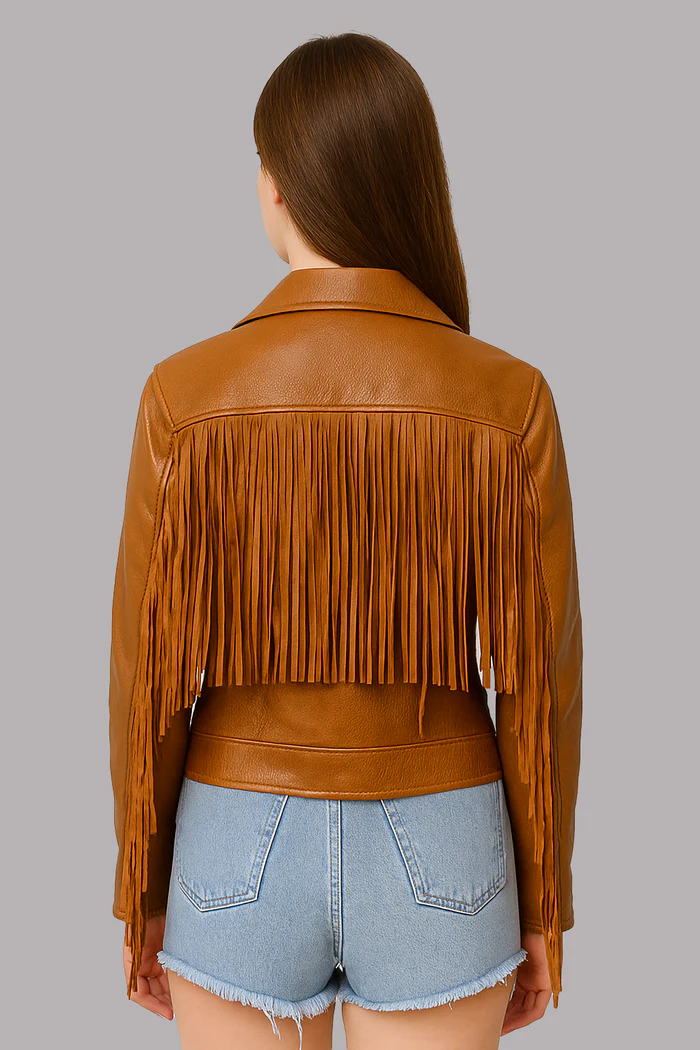 Liora Drift Women's Fashion Fringe Leather Jacket - Image 6