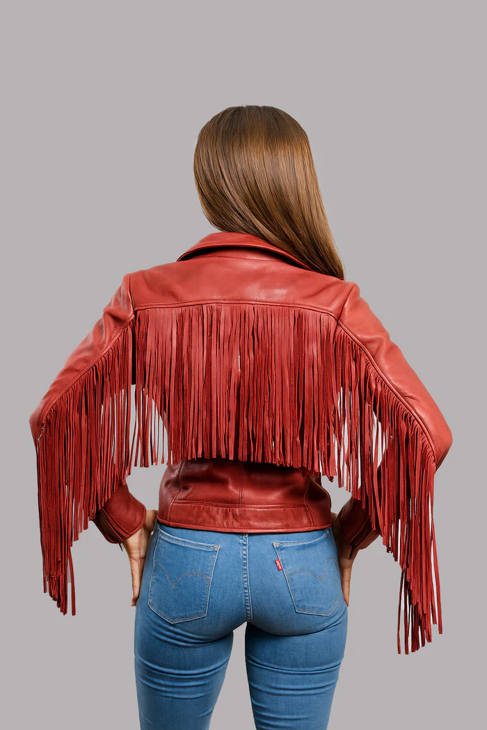 Liora Drift Women's Fashion Fringe Leather Jacket - Image 13