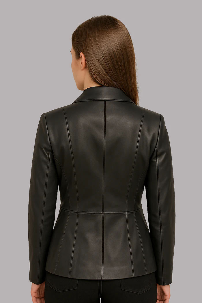 Noor Haven women's Lambskin Leather blazer - Image 3