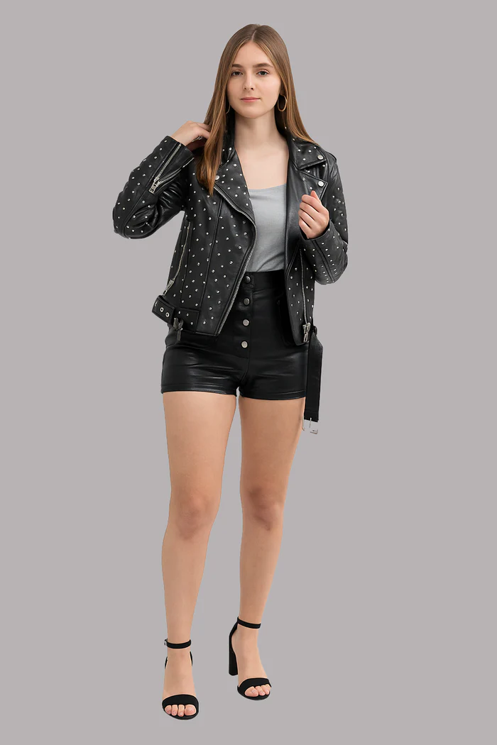 Claudia Women's Fashion Leather Jacket - Image 15