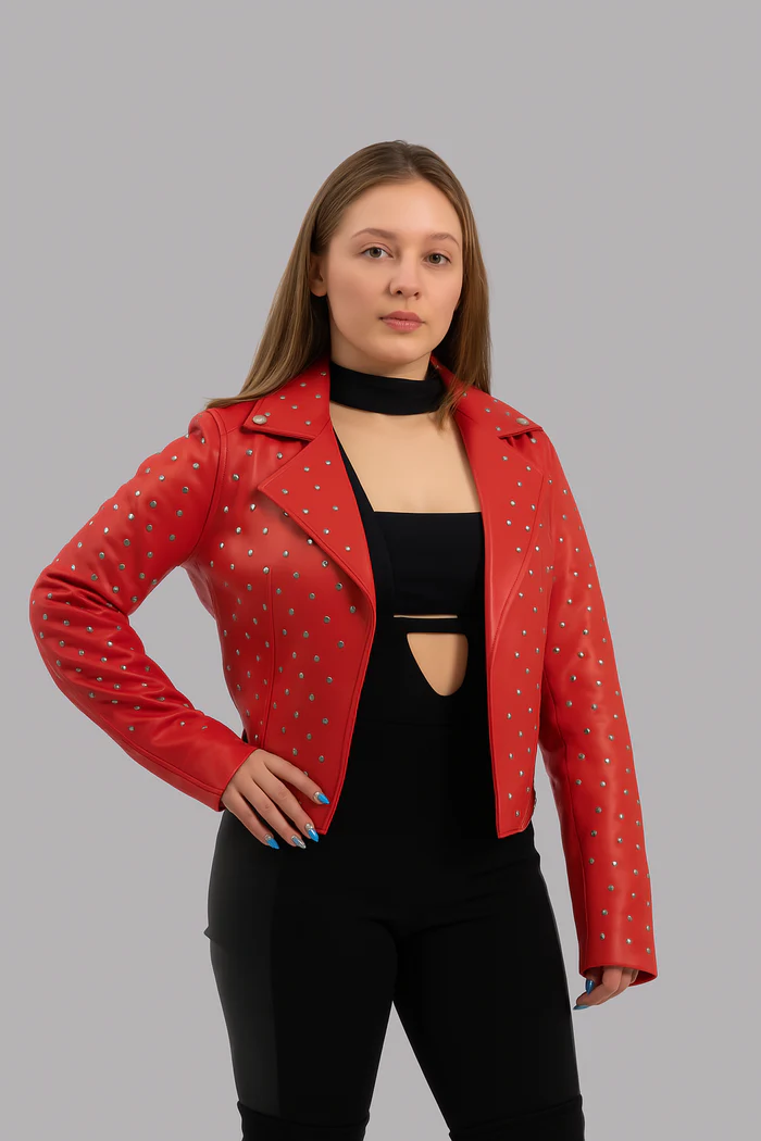 Claudia Women's Fashion Leather Jacket - Image 3
