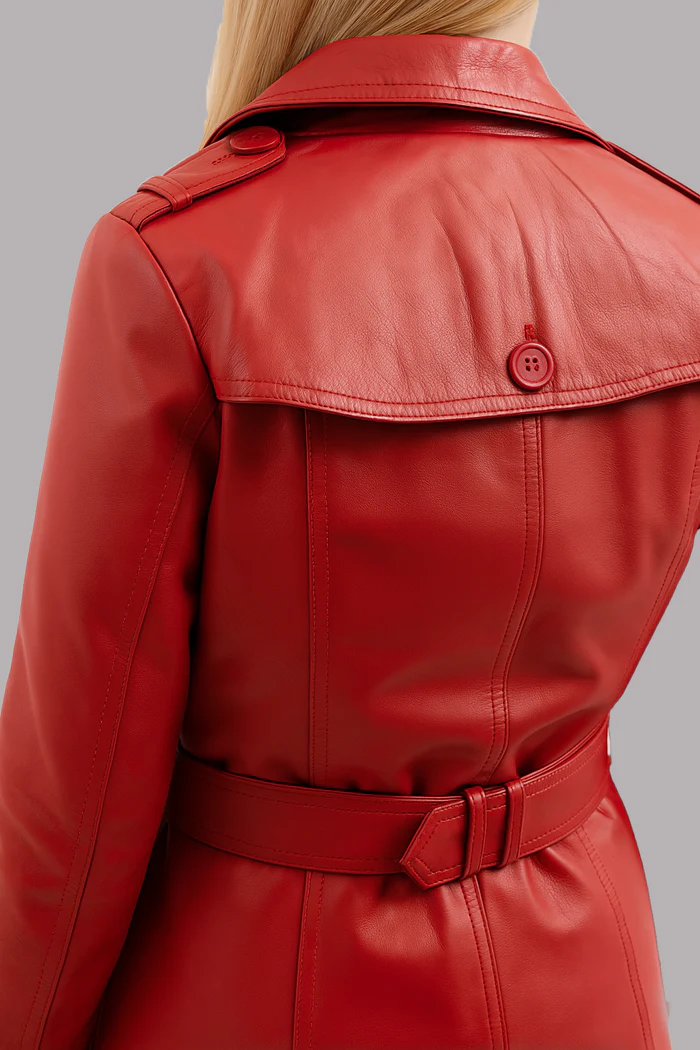Olivia Women's Leather Trench Coat - Image 4