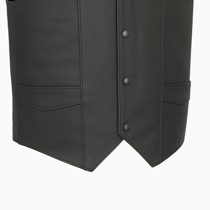 Deadeye Men's Motorcycle Leather Vest – Western Style - Image 4