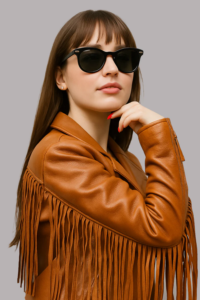 Liora Drift Women's Fashion Fringe Leather Jacket - Image 7