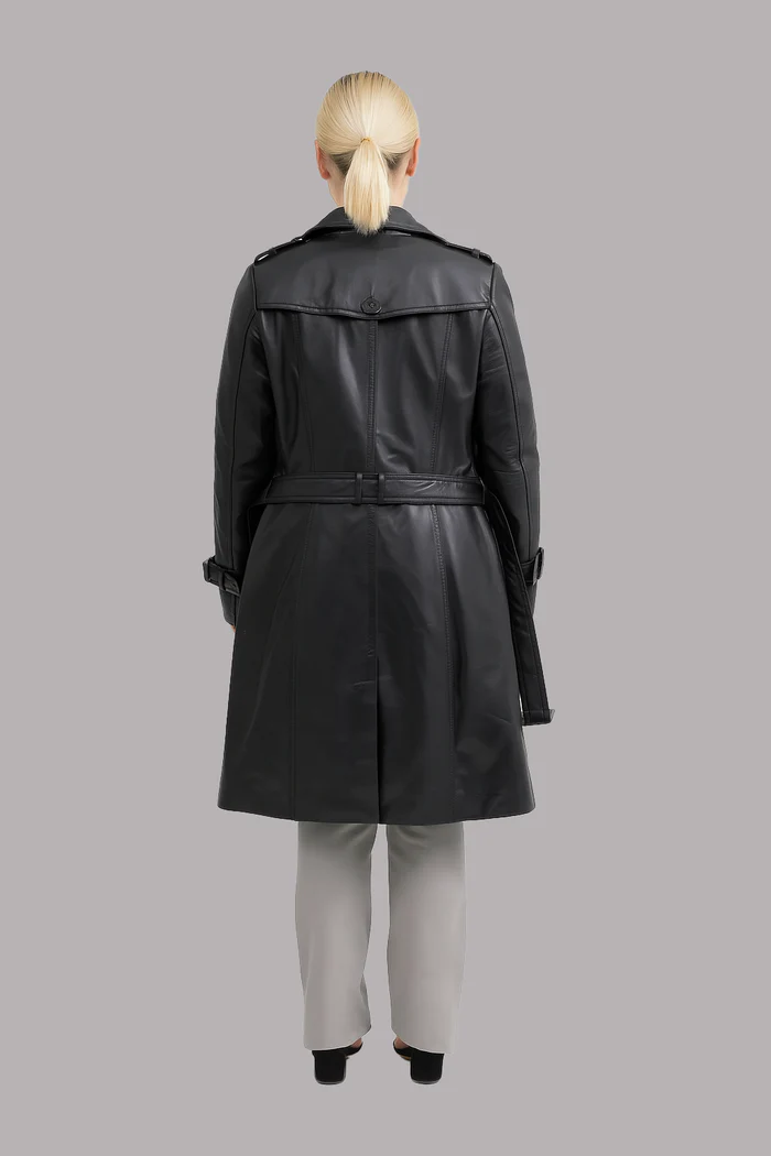 Olivia Women's Leather Trench Coat - Image 10