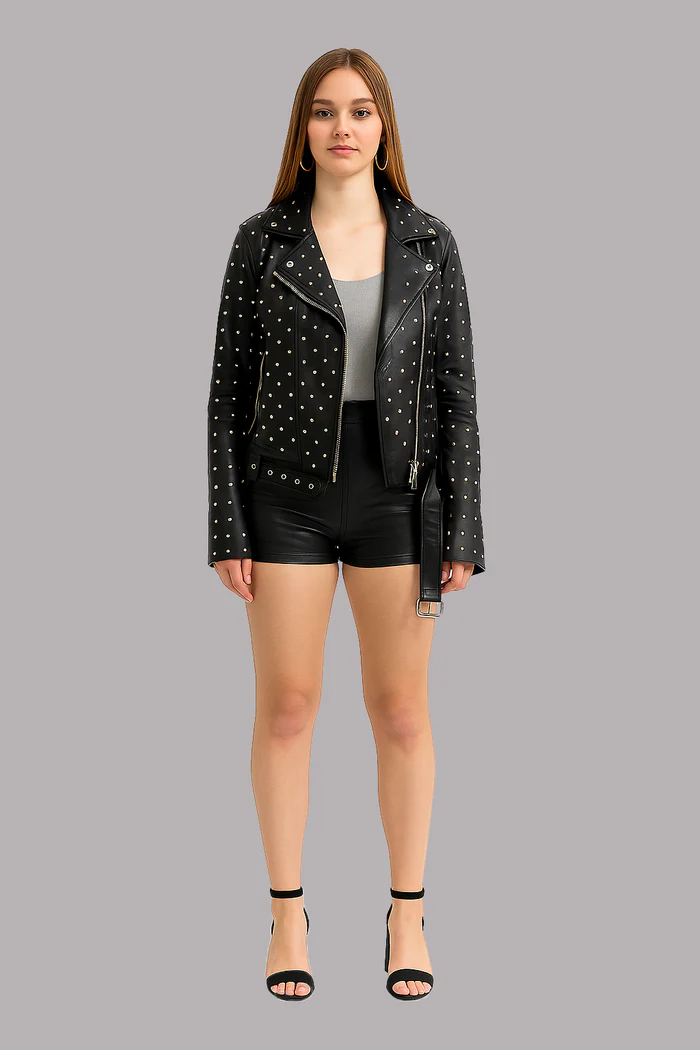 Claudia Women's Fashion Leather Jacket - Image 16