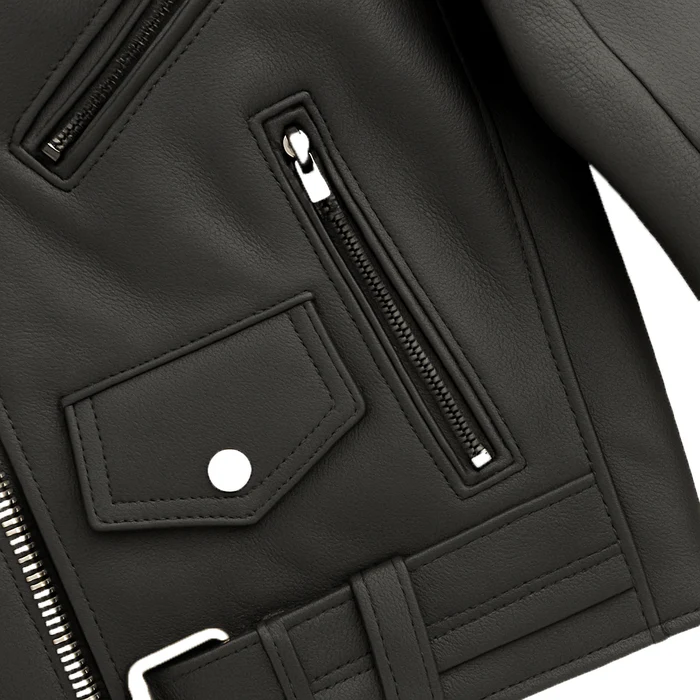 Mini Little Rebel Rider Kids Leather Biker Jacket - Image 5