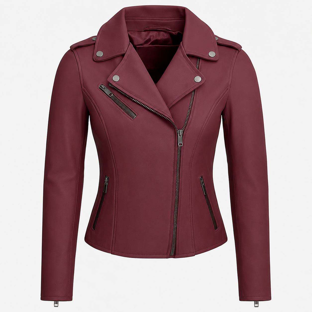 Sloane Steel Women's Leather Biker Jacket