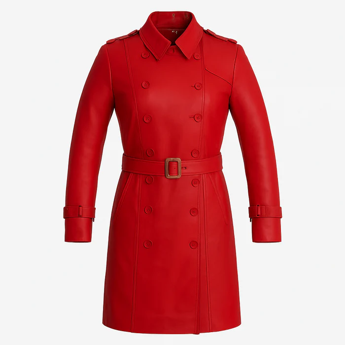 Olivia Women's Leather Trench Coat - Image 5