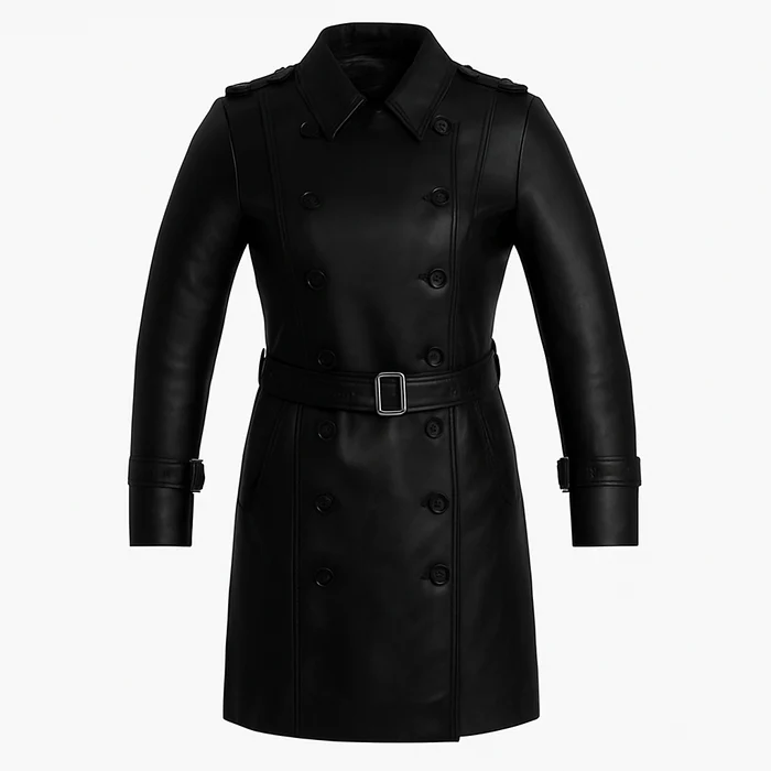 Olivia Women's Leather Trench Coat - Image 12