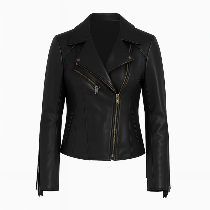 Liora Drift Women's Fashion Fringe Leather Jacket - Image 15