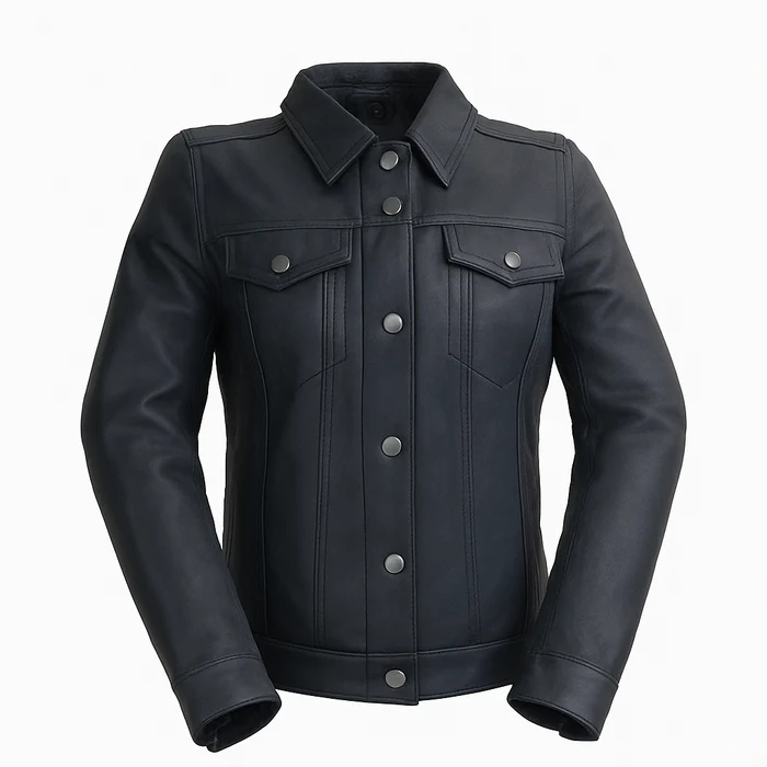 Indira Blue Women's Fashion Leather Jacket - Image 6
