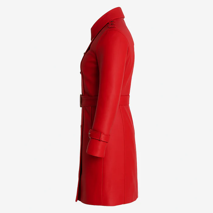 Olivia Women's Leather Trench Coat - Image 6