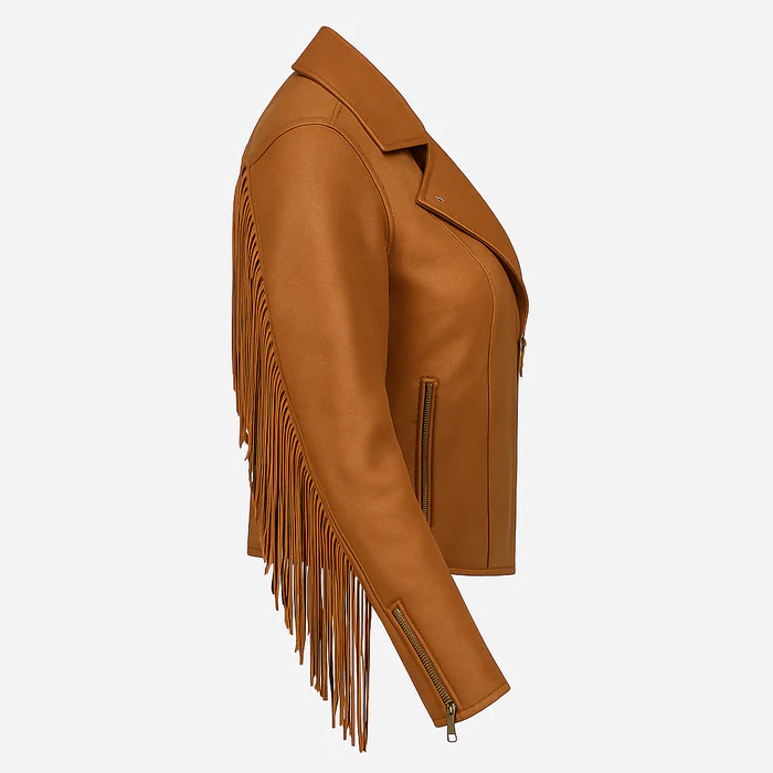 Liora Drift Women's Fashion Fringe Leather Jacket - Image 3