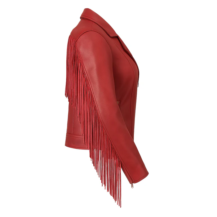 Liora Drift Women's Fashion Fringe Leather Jacket - Image 10