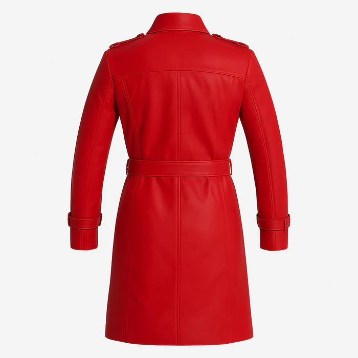 Olivia Women's Leather Trench Coat - Image 7