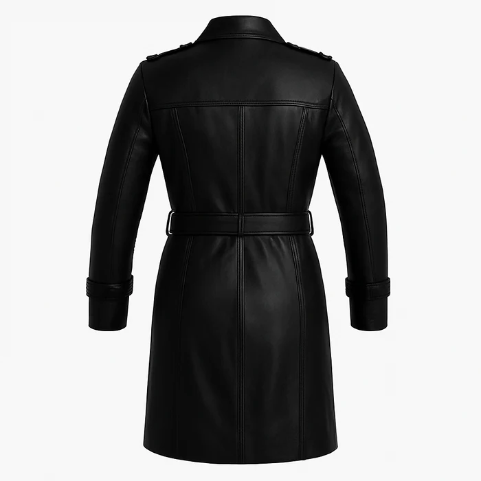 Olivia Women's Leather Trench Coat - Image 13