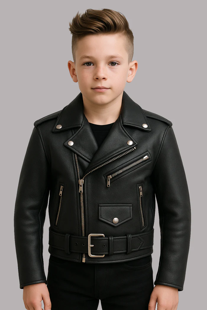 Mini Little Rebel Rider Kids Leather Biker Jacket - Image 7