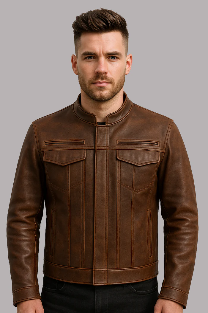 Stealth Commander Men's Motorcycle Leather Jacket - Image 18
