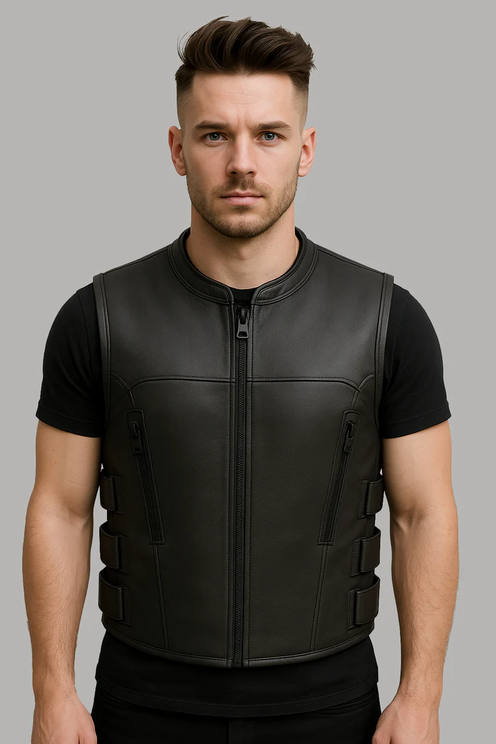 Warden's Creed - Men's Motorcycle Swat Style Leather Vest - Image 5