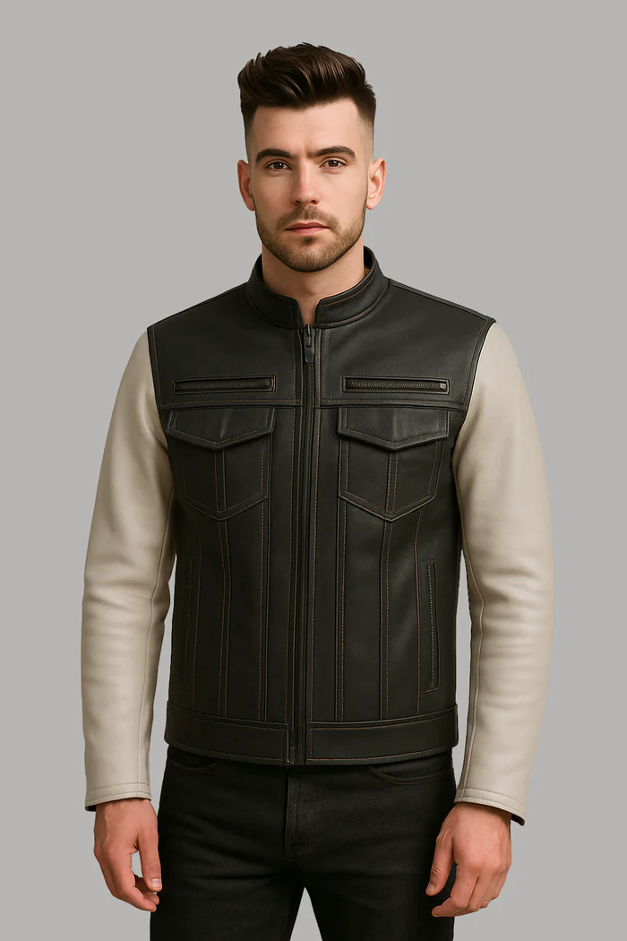 Inferno Edge Men's Moto Leather Jacket - Image 15