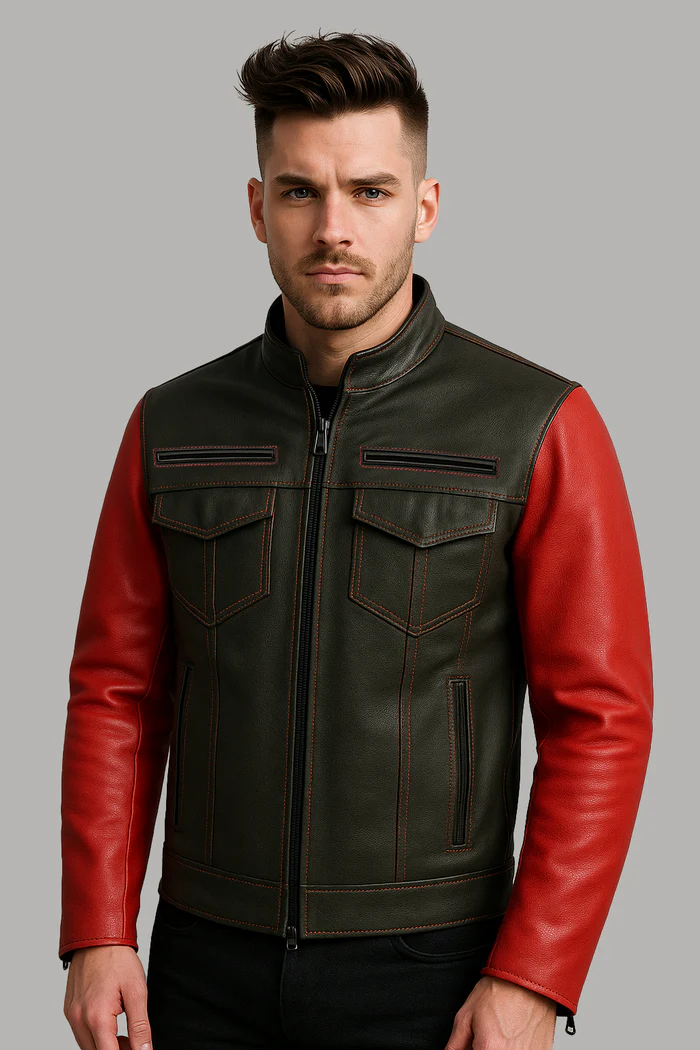 Inferno Edge Men's Moto Leather Jacket - Image 6