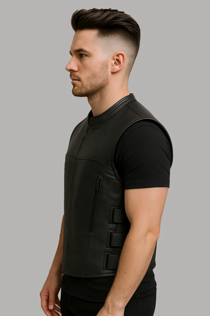 Warden's Creed - Men's Motorcycle Swat Style Leather Vest - Image 6