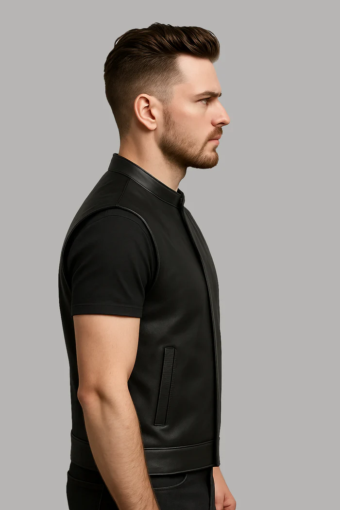 Darkhaven Men's Moto Club Leather Vest - Image 7