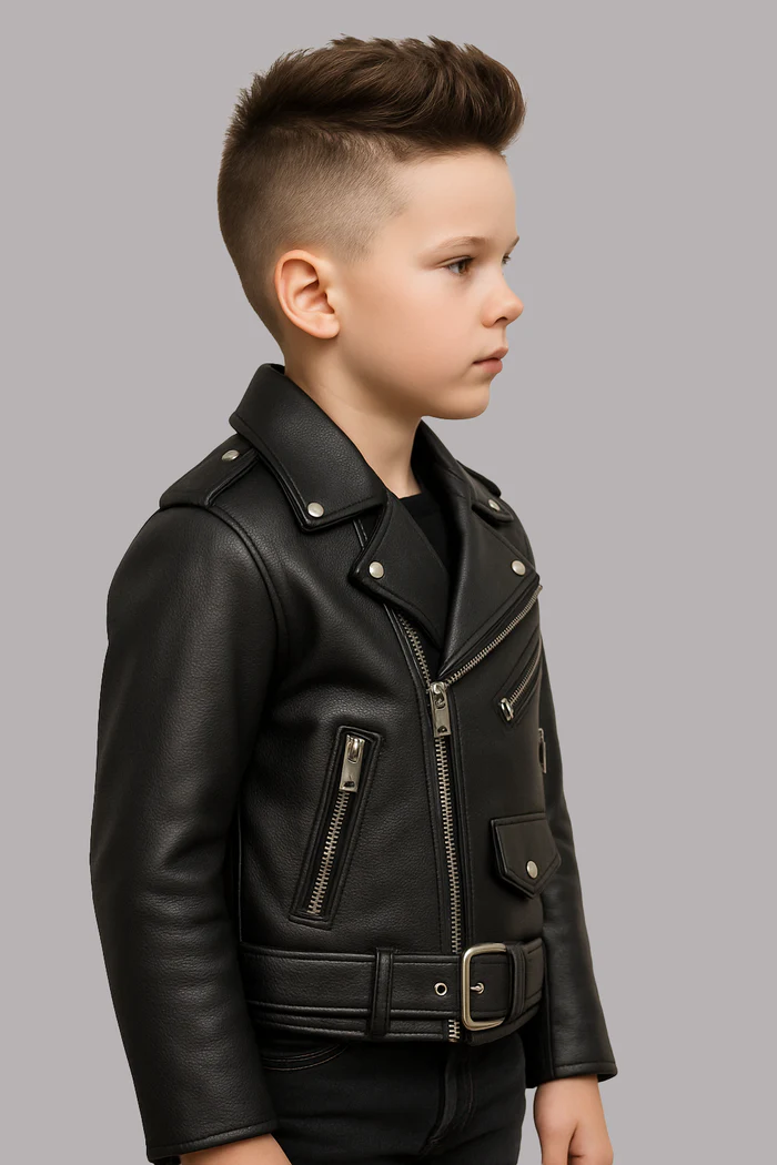 Mini Little Rebel Rider Kids Leather Biker Jacket - Image 8