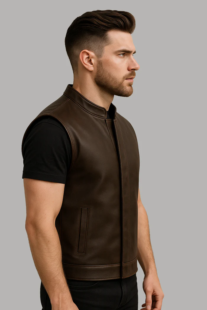 Darkhaven Men's Moto Club Leather Vest - Image 15