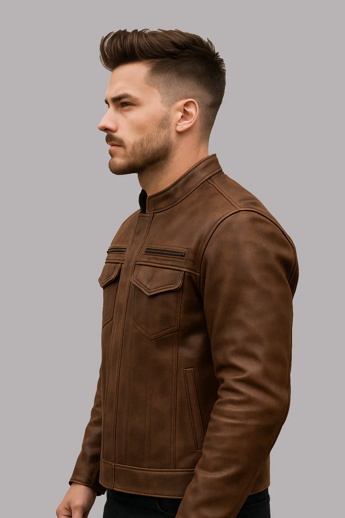 Stealth Commander Men's Motorcycle Leather Jacket - Image 19