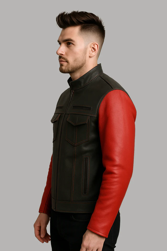Inferno Edge Men's Moto Leather Jacket - Image 7