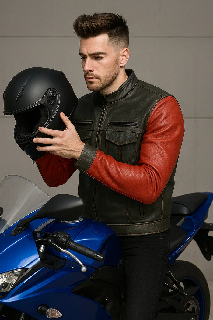 Inferno Edge Men's Moto Leather Jacket - Image 8