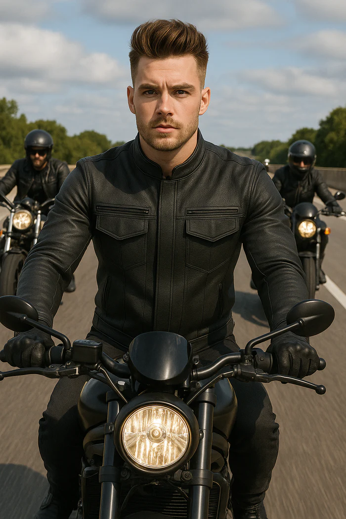 Stealth Commander Men's Motorcycle Leather Jacket - Image 10
